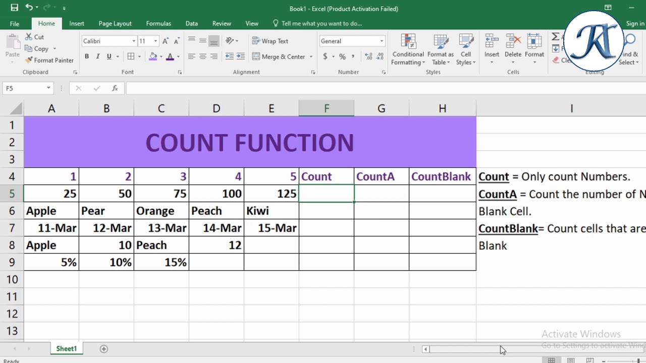 How To Use Count Functions In Microsoft Excel Count Counta Images And 