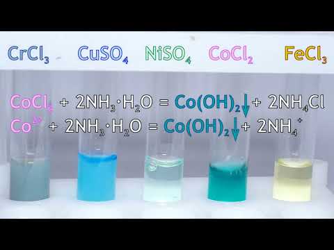 Реакции солей металлов с раствором аммиака / Reactions of metal salts with ammonia