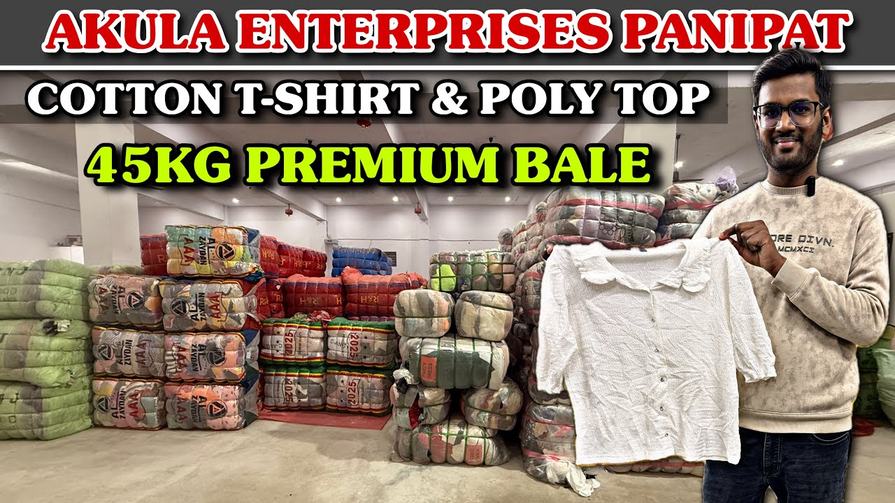 35₹ cotton t shirt & poly top || A ++ grade export surplus clothes panipat || 45kg premium clothes 
