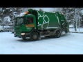 Garbage truck Scania collect garbage outside Visby 2012