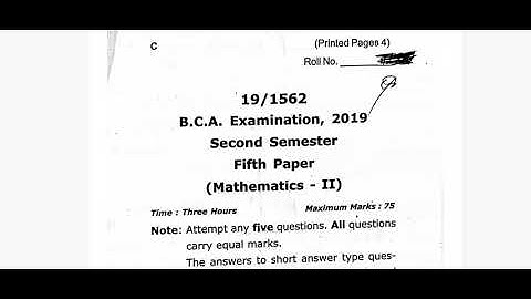 BCA 2nd Semester Mathematics - 2  Question Paper Examination 2019 || #SPYadav