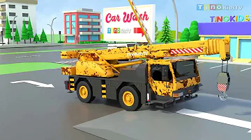 ASMR Mobile Crane & Construction Trucks for Kids Wind Turbine Construction |Babybus |Animal crossing