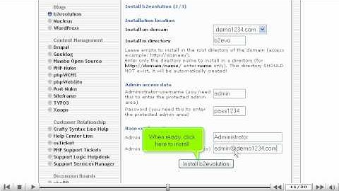 How to install b2evolution from Fantastico - Fantastico Tutorials