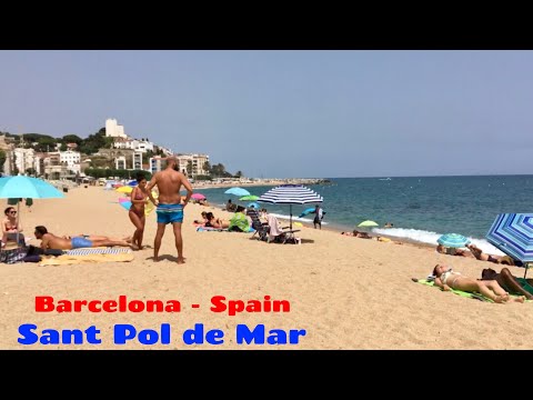 Sant Pol de Mar Beach Barcelona Walk July 2021 - Spain Best Beaches & Cities