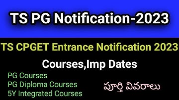 #TS CPGET 2023 Notification #sampathinformation