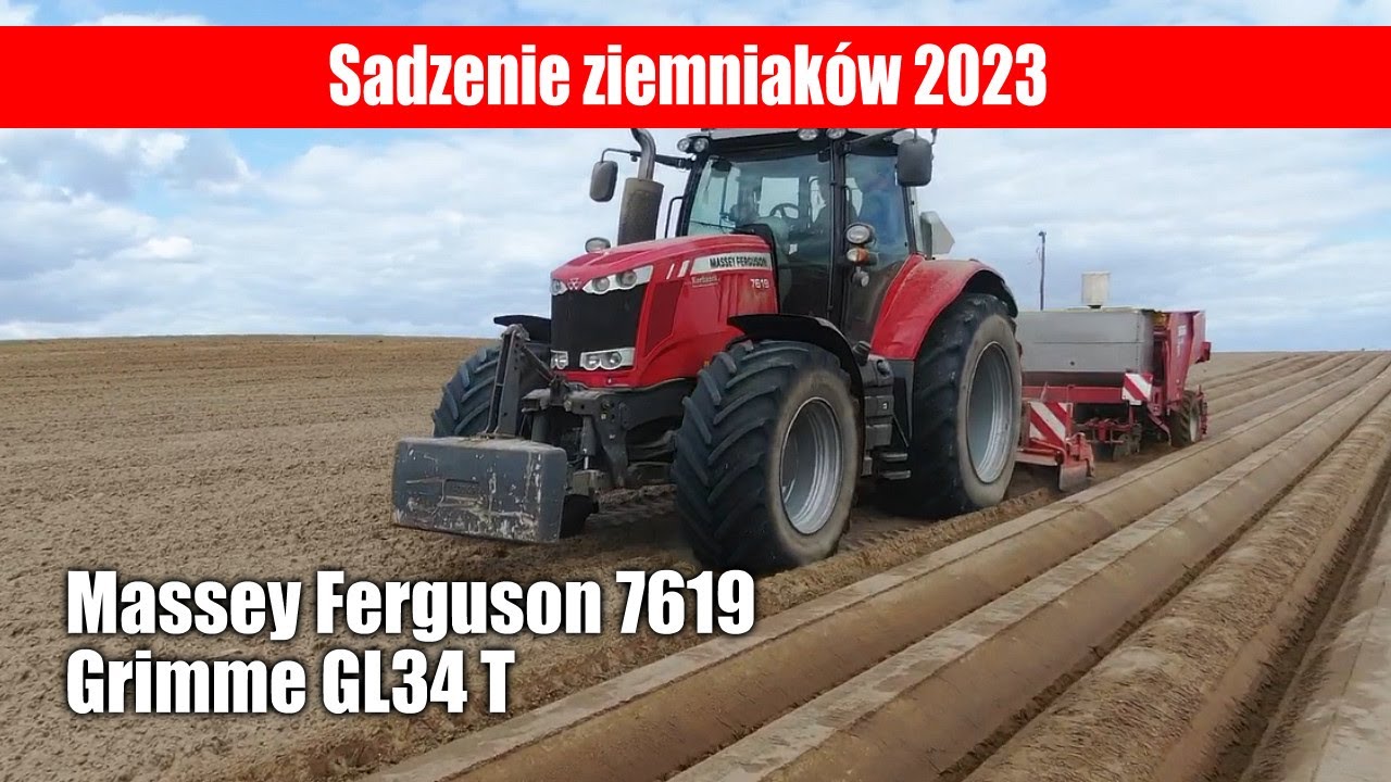 maxresdefault Sadzenie ziemniaków 2023   w polu Massey Ferguson 7619 + Grimme GL34 T