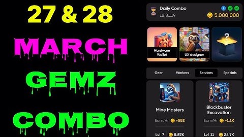 Gemz daily combo today 27 & 28 March | gemz daily combo card | today Combo gemz | #gemz  #combo |