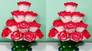 फोम के गुलाब का गुलदस्ता बनाने का आसान  तरीका /DIY FOAM SHEET ROSE FLOWER GULDASTA/PLASTIC BOTTLE screenshot 1