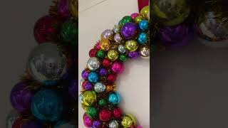 Raz 24" Bright Multicolor Ball Ornament with Gold Tinsel Christmas Wreath W4516427