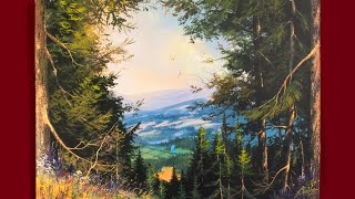 Mountain Valley Landscape - Acrylic Painting / Creativity Art Gallery / Drawing / Satisfying Picture