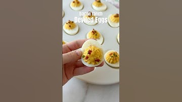 Bacon Ranch Deviled Eggs🥚🥓 #eggrecipe #appetizer #easyrecipe #bacon #food #shorts