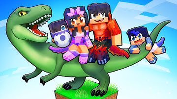 Playing as a DINOSAUR FAMILY on ONE BLOCK!