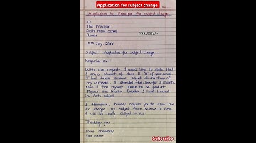 Application for subject Change l Application to principal for subject Change in english l letter