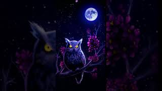 Galaxy Themes - [poly] the owl of the cherry blossom tree in the blue moonlight screenshot 3