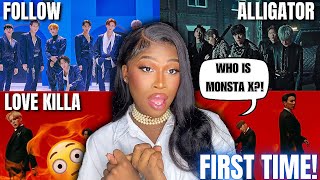 WHO ARE THEY😳👀?!…FIRST TIME EVER REACTING TO KPOP! MONSTA X - FOLLOW , ALLIGATOR , & LOVE KILLA🥵!