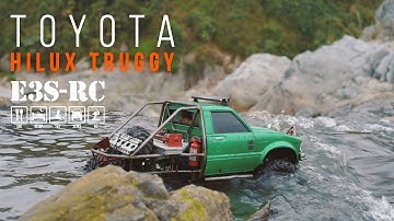 E3S-RC /TOYOTA Hilux Truggy SCX10/ SCALE RC TRUCK - 4X4 Crawling the river rocks #3