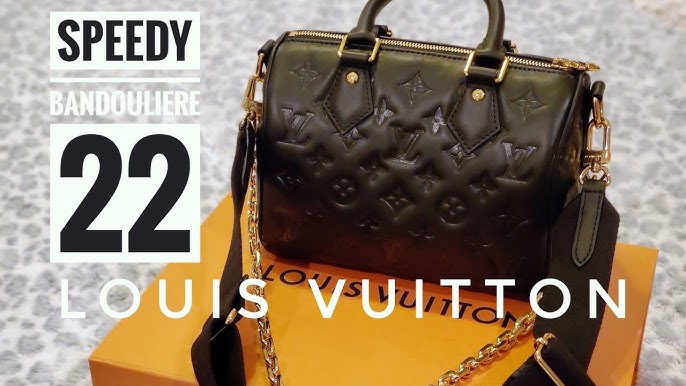 Louis Vuitton Speedy Bandouliere 22 Black Gold Chain Handle Crossbody Bag  M58631