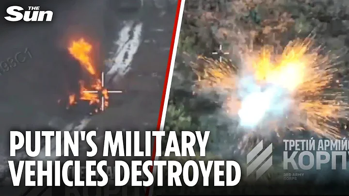 Moment five Russian tanks EXPLODE after Ukraine drone blitz in Lyman