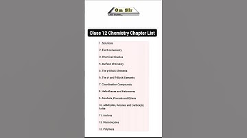 Class 12 Chemistry Full Chapter List (CHSE Odisha) | Complete Syllabus #chseodisha #odisha #shorts