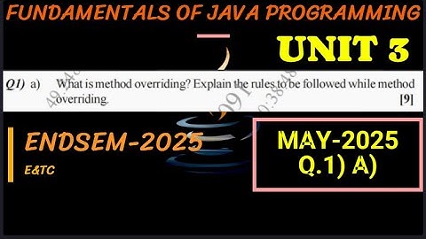 Method Overriding | Fundamentals Of Java Programming | SPPU | Entc | Endsem 2025 | pattern 2019