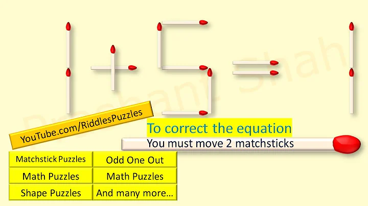 1+5=1 Move 2 Matchsticks