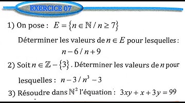 Arithmétique dans Z  2 bac SM Ex 7  page 160 Almoufid