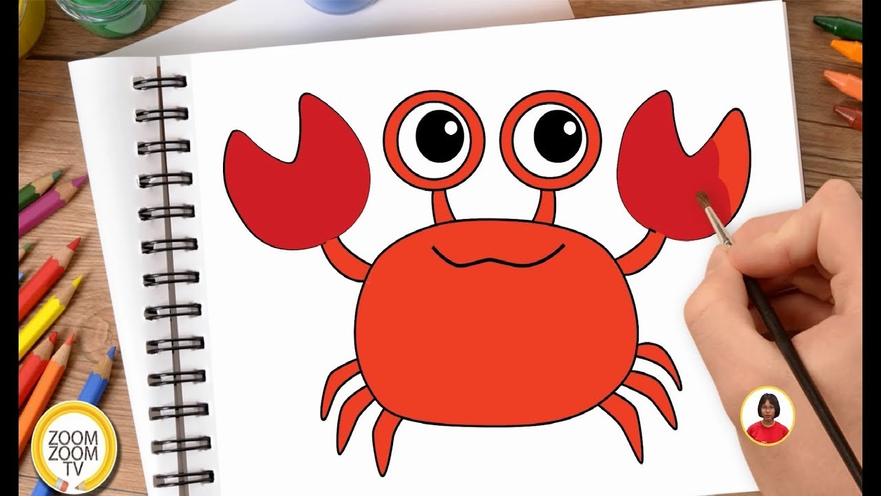 Hướng dẫn cách vẽ CON CUA, tô màu CON CUA - How to draw a Crab ...