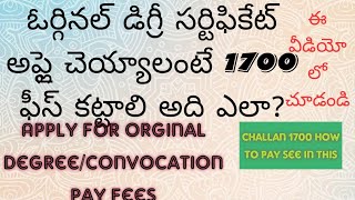 How to pay Challan pay for Orginal Degree gitam convocation