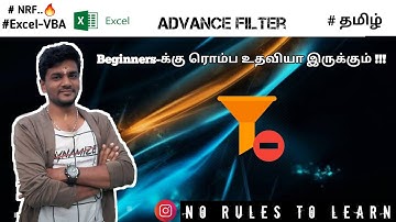 Advance Filter In Tamil /Excel-VBA/EXCEL-MACRO/NRF.....🔥