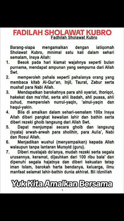 7 Fadilah Sholawat Kubro
