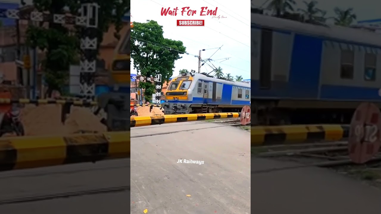 ICF MEMU 3 Phace Fast Moving Railways Level Crossing 