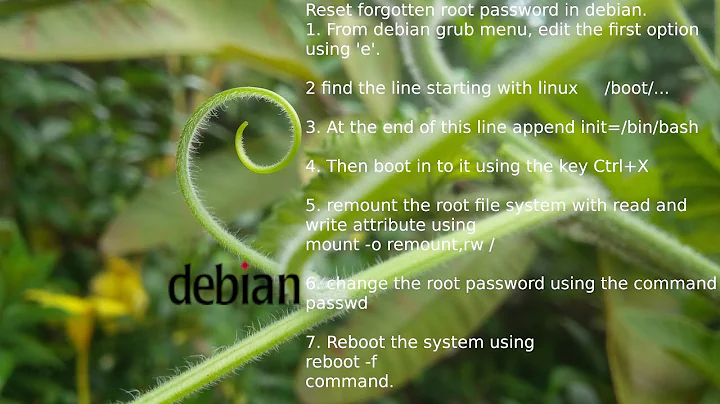 Reset forgotten root password in debian.