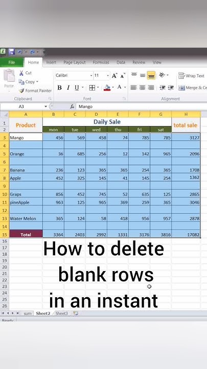 how to delete all blank rows in one click | Excel interview | #shorts # ...