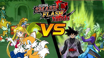 SSF2 09b mod fights-Sailor Moon and Tails Vs. Goku Black and Zamasu
