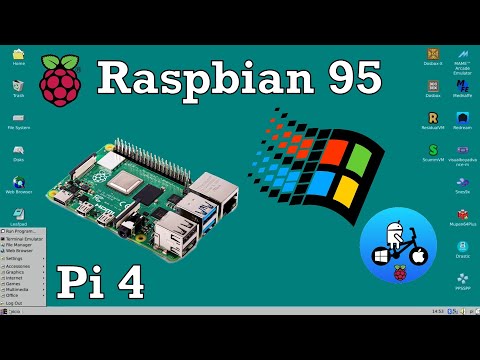 Raspberry Pi 4. Raspbian 95 Retro Windows look with emulators including DOSBOX