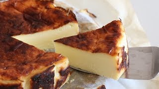 SUB) 네가지 재료로 만드는 초간단 바스크 치즈케이크 4 ingredients Basque burnt cheesecake｜자도르