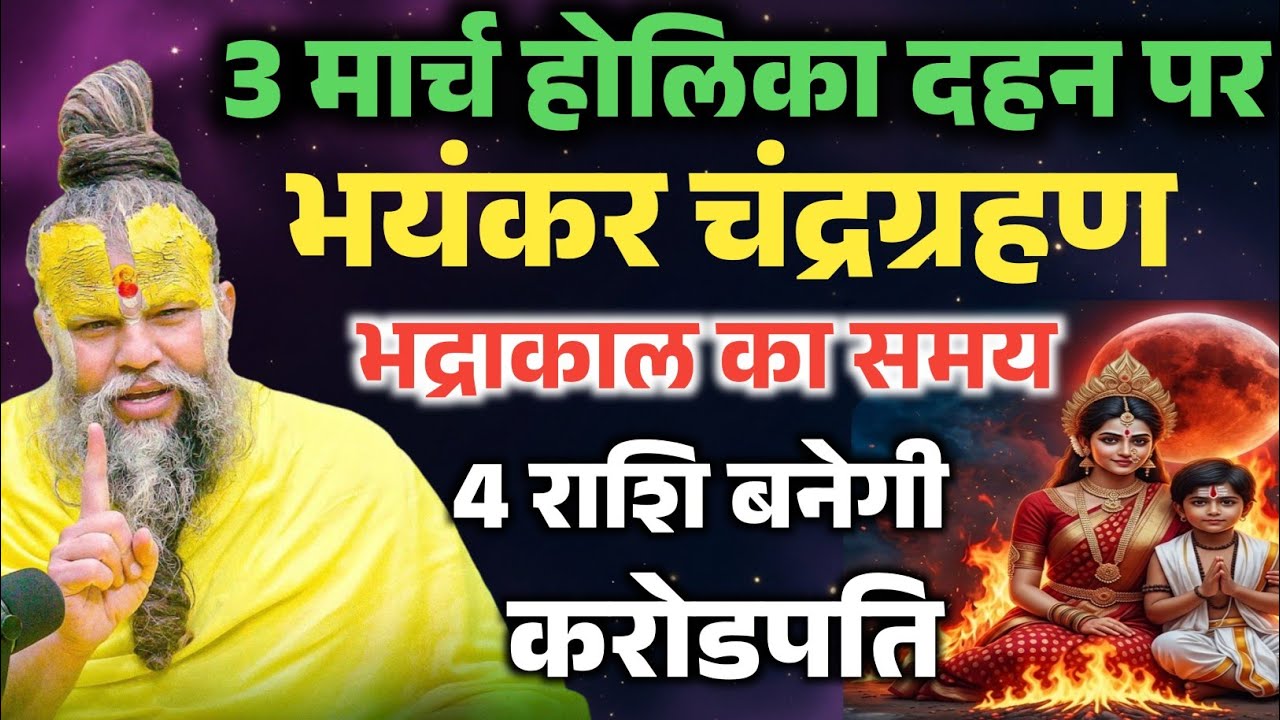 3 मार्च होलिका दहन पर भारत मे लगेगा भयंकर चंद्रग्रहण! यह राशिया बनेगी करोडपति | Premanand Ji Maharaj