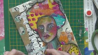 Art journal {how to paint a fun face using a magazine image, so easy)