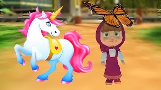 Masha caught a butterfly and My Little Unicorn Runner 3D screenshot 2