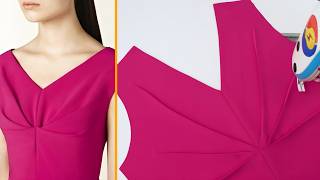 Stylish V-neck Pleated Design: Cut and Sew Guide for Elegant