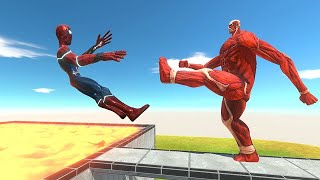 Colossal Kick Superhero and Villains in Lava Pool  Animal Revolt Battle Simulator