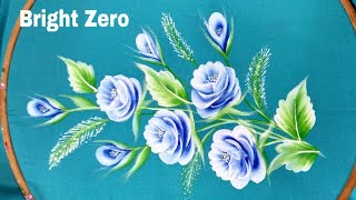 Free hand white and blue flowers on fabric | Fabric painting on clothes | Easy painting | Painting