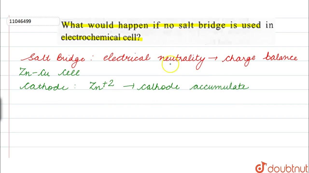 What would happen if no salt bridge is used in electroCHMemical cell