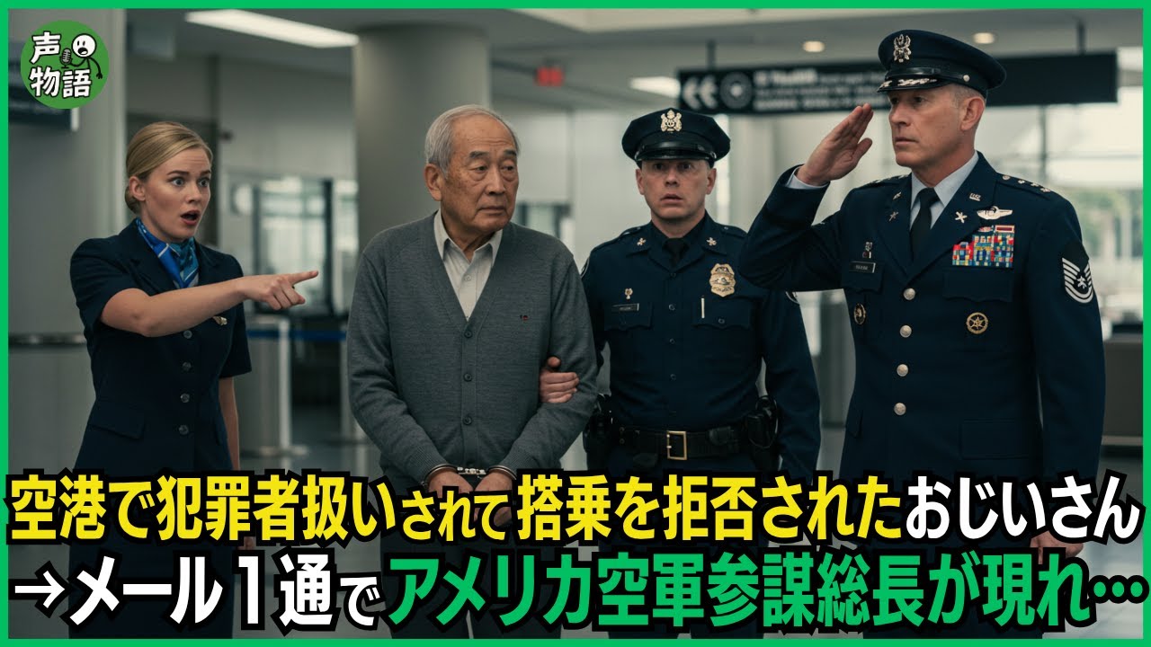 アメリカ空港で悪人扱いされて搭乗を拒否されたおじいさん→メール１通でアメリカ空軍参謀総長が現れ…