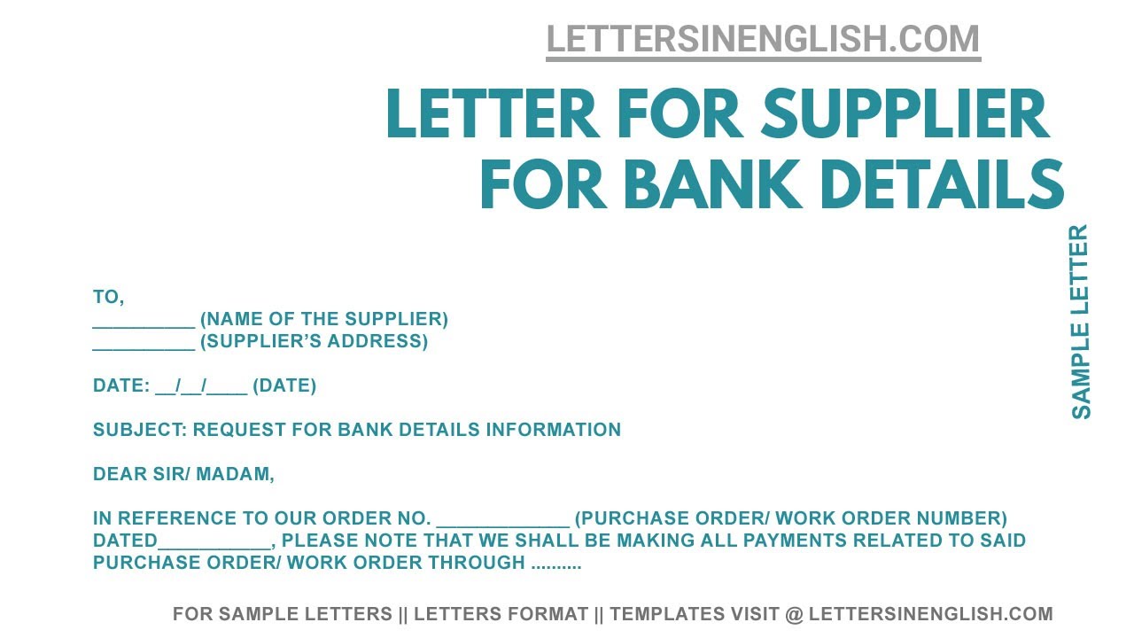 Sample Letter Sending Bank Details