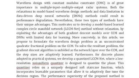 MIMO Radar Unimodular Waveform Design With Learned Complex Circle Manifold Network