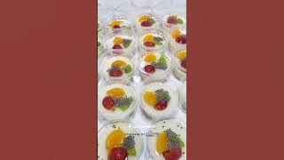 Bikin pesenan 50 cup puding susu toping buah
