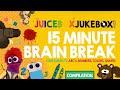 Abcs numbers colors shapes brain break 15 min compilation kids songs by the juicebox 2020