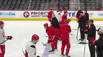 New Red Wings head coach Todd McLellan on the ice for first practice since hiring