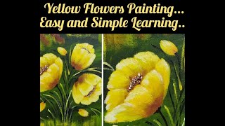 How To Paint Simple Yellow Flowers || Simple Acrylic Painting Techniques